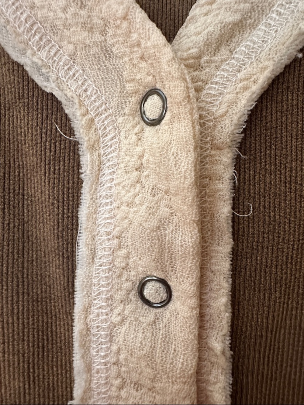 POL Tan Ribbed Top with Cream Collar Detail - Picture 5 of 7